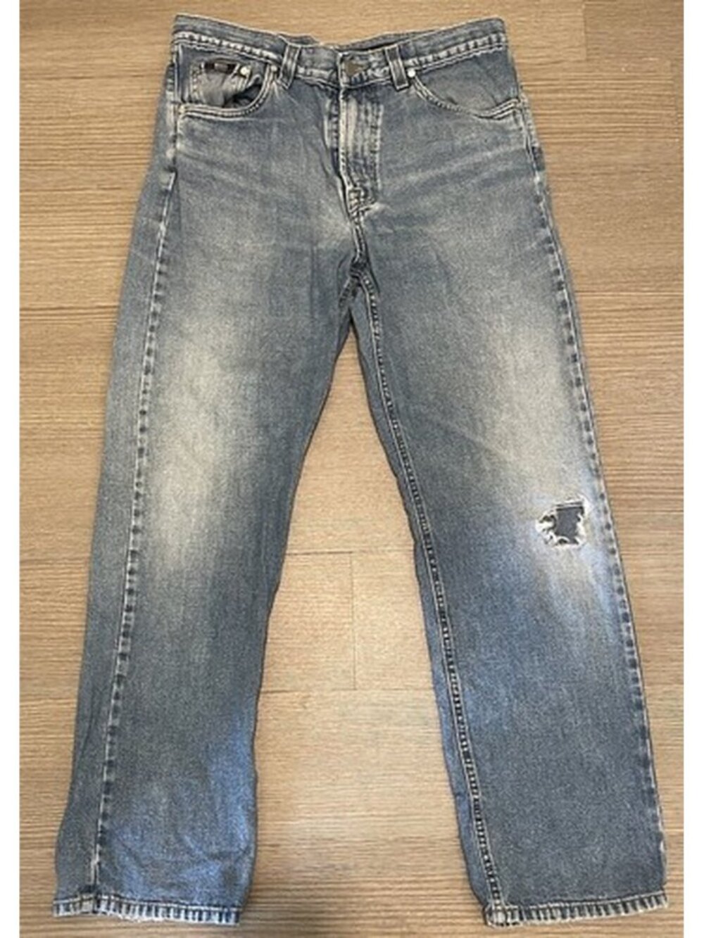 HUGO BOSS ALABAMA Mens Vintage Blue Jeans 34x30 Regular Straight Distressed